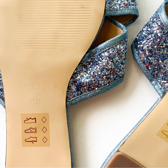 NWT, J Crew Blue Glitter Cora Crisscross Sandals, Size 10.5 - Picture 8 of 9